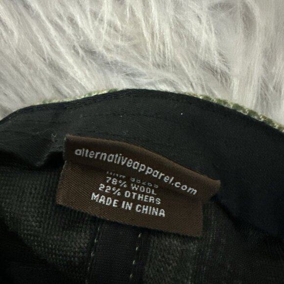 Alternative Apparel adjustable hat cap 78% wool green plaid brimmed - Picture 7 of 9